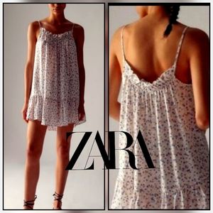 Zara Babydoll Spaghetti Strap Oversized Floral Dress